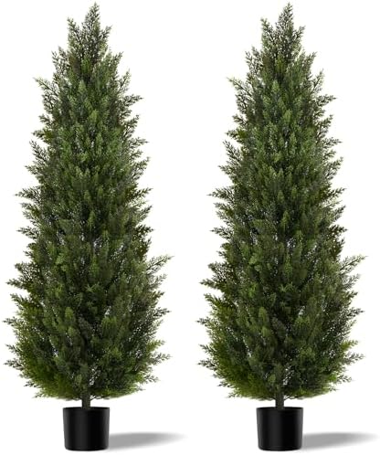 Vitalismo 6FT Artificial Cedar Trees Set of 2 for Outdoor Front Porch
