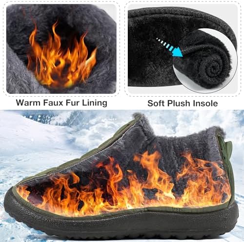 Alicegana Snow Boots for Women Winter: Warm Fur Lined Ankle Booties Comfortable Waterproof Slip On Lightweight Womens Boots