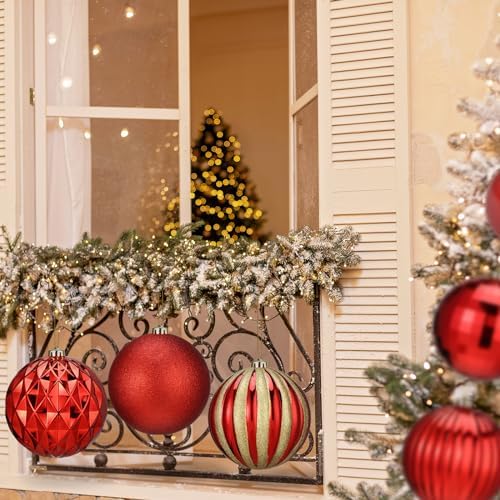 Poen 12 Pcs 6 Inch Elegant Christmas Ball Ornaments Shatterproof