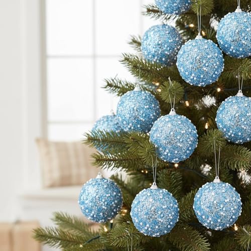 Lyrow 24 Pcs 3.15" Christmas Ball,Light Blue