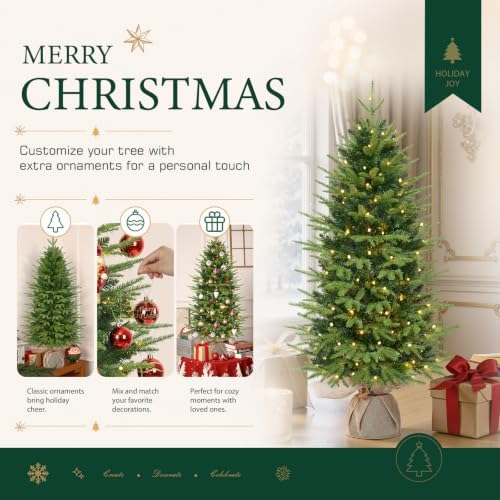 Alupssuc 4ft Prelit Artificial Christmas Tree with Warm White Lights Decor