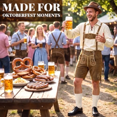 Lederhosen Men Oktoberfest Outfits Men with Shirt Socks Hat