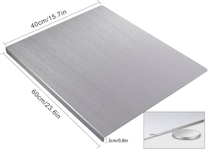 Cutting Board for Kitchen, Food Grade Stainless Steel Cutting Board with Lip, Metal Chopping Board for Meat, Fruits, Vegetables, Bread, and Baking (60 x 40cm/23.6 x 15.7 in)