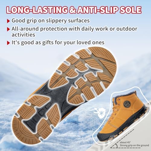 Mens Snow Boots, Mens Winter Boots, Mens Winter Trekking Snow Boots, Winter Boots for Men Waterproof Fur Lined Warm Winter Boots Men Lace up Snow Ankle Shoes Outdoor Anti-Slip Lightweight Hiking Boot