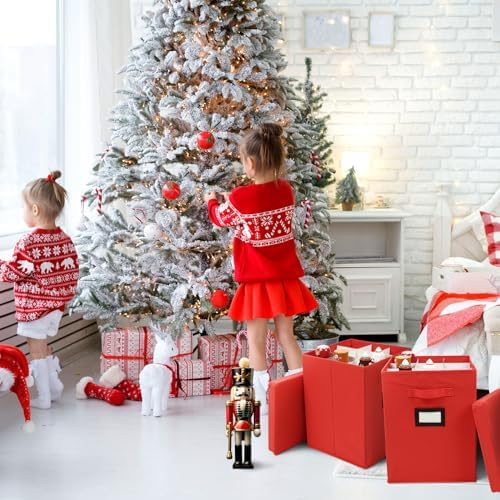 2 Pack 16 Inch Large Christmas Nutcracker Storage Box Hold 18 Nutcrackers Figurine Collectible Storage Box for Holiday Decor Carolers Santa Figure or Nut Cracker Ornaments(Normal,Red)