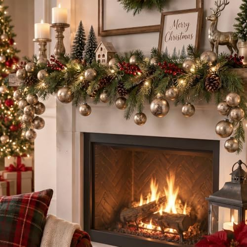 Yunlly 18 Pcs Textured Christmas Ball Ornaments 2.36'' 2.76'' 3.15'' Neutral Copper Ornament Modern Farmhouse Brown Hanging Christmas Decor Vintage Tree Decor for Home Xmas Shatterproof Brass