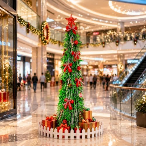 Christmas Tree 5FT Artificial Xmas Decor Pop Up with Decoration Green-Silver