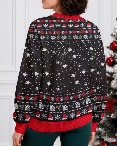 34HD Ugly Xmas Sweater–Funny Knit Christmas Sweater for Women & Men 2025, Long Sleeve Crewneck Holiday Pullover, Unisex Gift