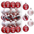 SHareconn 30ct 2.36 Inch Christmas Tree Balls Ornaments, Red & White, 60mm