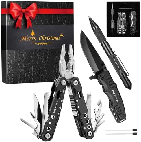 Gifts for Christmas, Multitools Set with Multi-Pliers, Pocket Knife, Tactical Pen 3-In-1, Stocking Stuffers for Men Women, EDC Multi-tools(Merry Christmas)