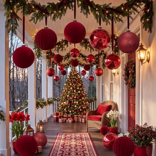 Liliful 8 Pcs 6 Inch Extra Large Christmas Ball Ornaments Decor, Burgundy
