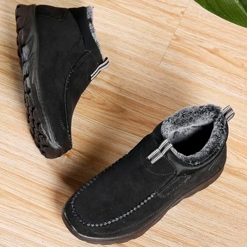 COSIDRAM Mens Shoes Winter Snow Boots Slip On Warm Cotton Padded Loafers