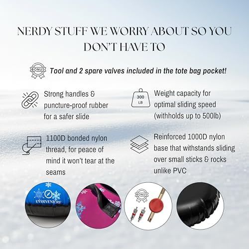 Snow Tube for Adults & Kids | Heavy Duty Inflatable Snow Tube with Super Slick Base, Freeze-Proof 1000D Base | Durable Snow Sled for Kids | Snow Dog Series: Golden Retriever
