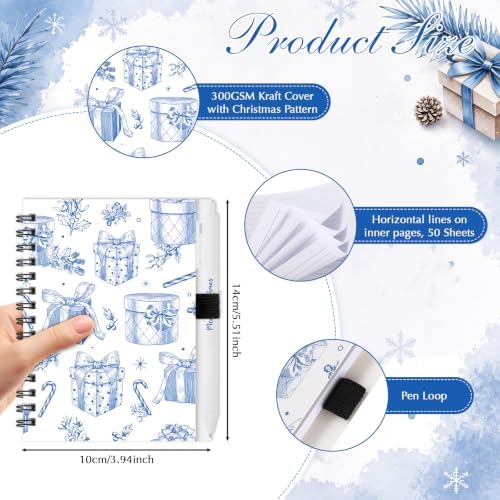Gueevin 72 Pcs/36 Set Inspirational Notebook Pen Gifts Bulk, Blue Xmas