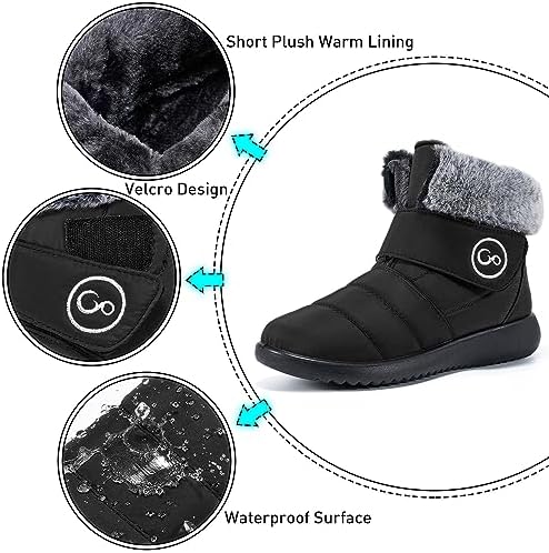Aomigoct Women Winter Snow Boots: Fur Lined Warm Slip On Boots for Women Waterproof Booties Comfortable Outdoor