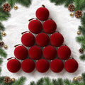 TOWPONICS 15 Pcs Red Velvet Christmas Balls Ornaments for Christmas Tree