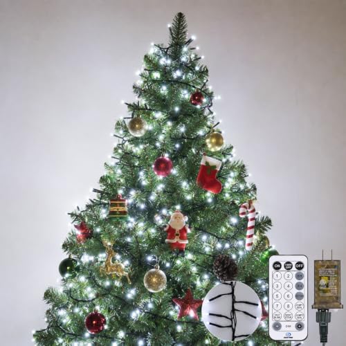Iseebiz 50Ft 1000 LED Cluster Christmas Tree Lights with Remote & Timer