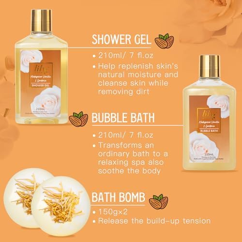 9Pcs Vanilla Spa Gifts for Mom, Birthday Gifts, Spa Gift Baskets for Women