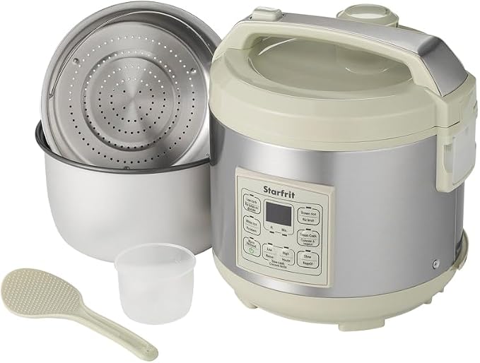Starfrit Low Carb Rice Cooker - 14 Cups - Stainless Steel Low Carb/Steamer Basket - 7 Preset Functions - 500W