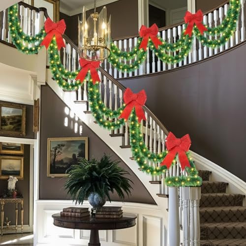 Kingdder 2 Pcs 30FT Outdoor Christmas Garland with Solar Lights, Warm White