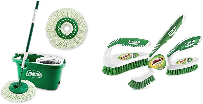 Libman Tornado Spin Mop System Plus 1 Refill Head and Libman Scrub Brush Kit