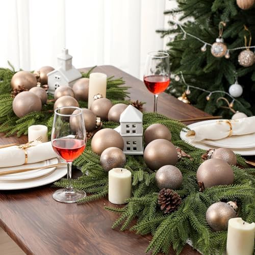 Yunlly 18 Pcs Neutral Christmas Ball Ornaments Brown Xmas Tree Decor