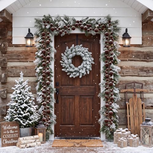 2 Pcs 6 ft Brown Velvet Christmas Ball Ornament Garland