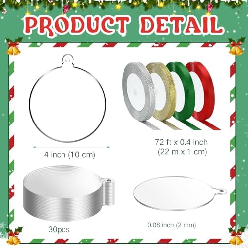 Sumind 30 Pcs 4 Inch Blank Acrylic Christmas Ornaments, Transparent