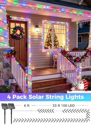 Minetom Solar Christmas Lights Outdoor Waterproof,4Pack Total 160FT 400 LED
