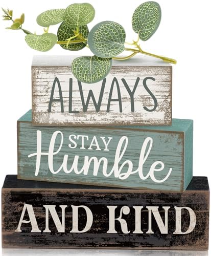 Lineshading 4 Pcs Inspirational Farmhouse Table Decor Wooden Shelves Signs
