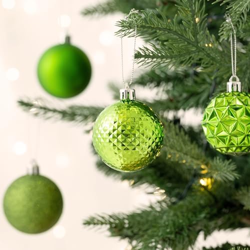 Valery Madelyn Christmas Tree Decorations Ornament Set, 50ct 2.36 Inches Green Shatterproof Christmas Ball Ornaments Hanging Xmas Holiday Party Decor