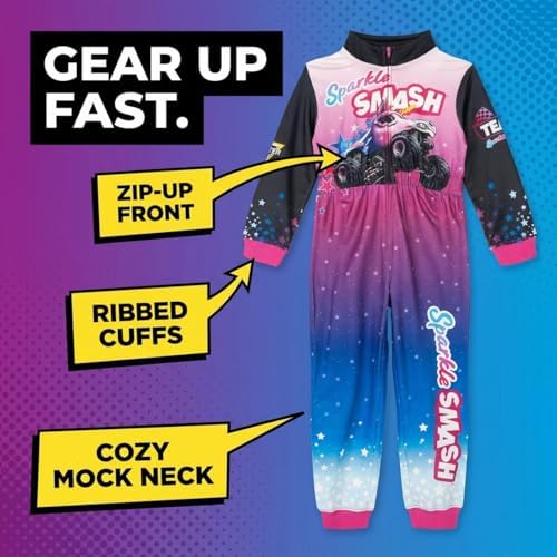 Monster Jam French Terry Racing Zip Up Coverall Infant to Big Kid Grave Digger El Toro Loco Megalodon