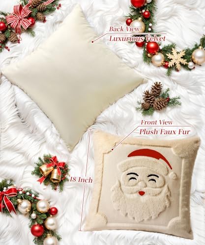 Faux Fur Christmas Pillow Covers 20x20 Set of 2