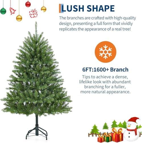 Garvee 6 ft Artificial Christmas Tree Prelit, PVC Xmas Tree