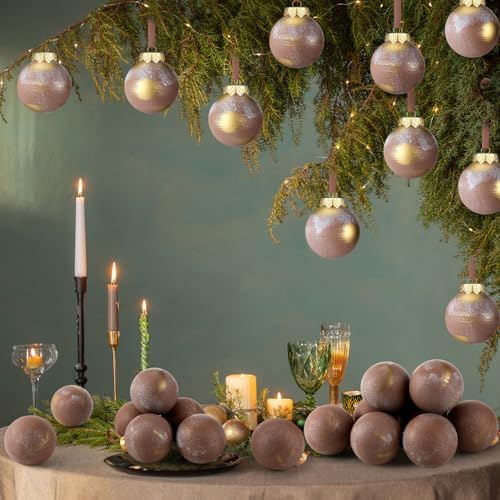 Yunlly 12 Pcs Neutral Christmas Ornament, Bronze, 3.15''