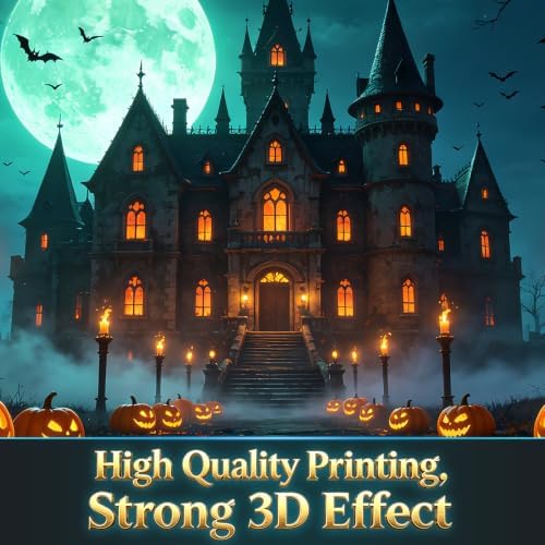 Halloween Garage Door Cover 16x7 FT, Spooky Castle Garage Door Decoration, Full Size Double Garage Door Banner with Pumpkin Moonlight Scene, Outdoor Halloween Decor for Home Yard Party