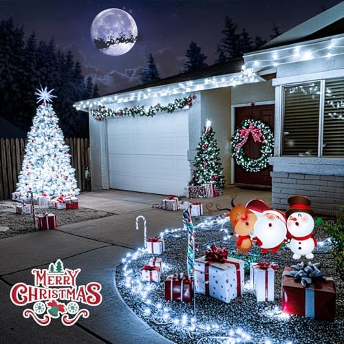 JMEXSUSS 150 LED Connectable White Christmas Lights Indoor for Bedroom