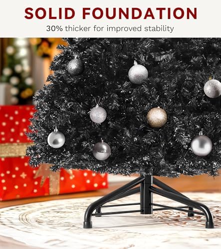 DWVO 6ft Artificial Black Halloween Christmas Tree, 818 Tips