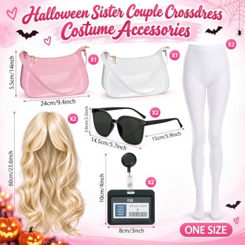 Kingdder 2-Person Agent Halloween Costume Set, 10 Pcs Multicolor