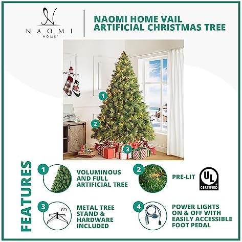 Naomi Home Vail 9ft Artificial Prelit Pine Cone Christmas Tree