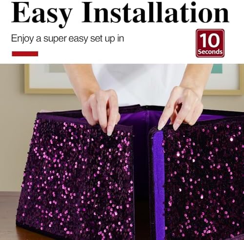 XmasExp Christmas Tree Collar, 33.5 inch Sequin Tree Skirt Stand Base Cover for Home Decor, Large Size 6 Piece, Purple