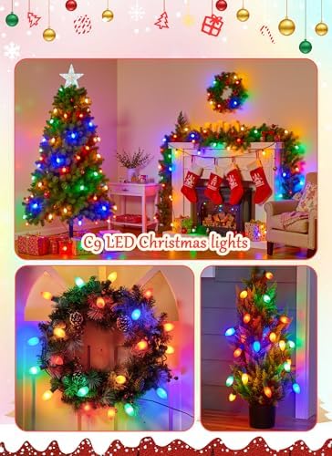 Vintage Christmas Lights Outdoor, 50Ft C9 String Lights with 50 LED Bulbs