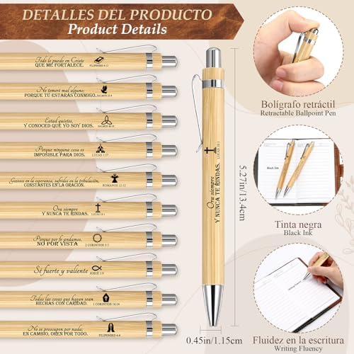 Spakon 40 Pcs Christian Prayer Journals with Pens, Spanish Leaves