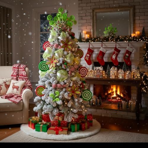 Christmas Tree Decorating Kit, Christmas Ornaments,Candy Candy Christmas Decorating KitTree Kit, Peppermint Christmas Tree, Ornaments Green red
