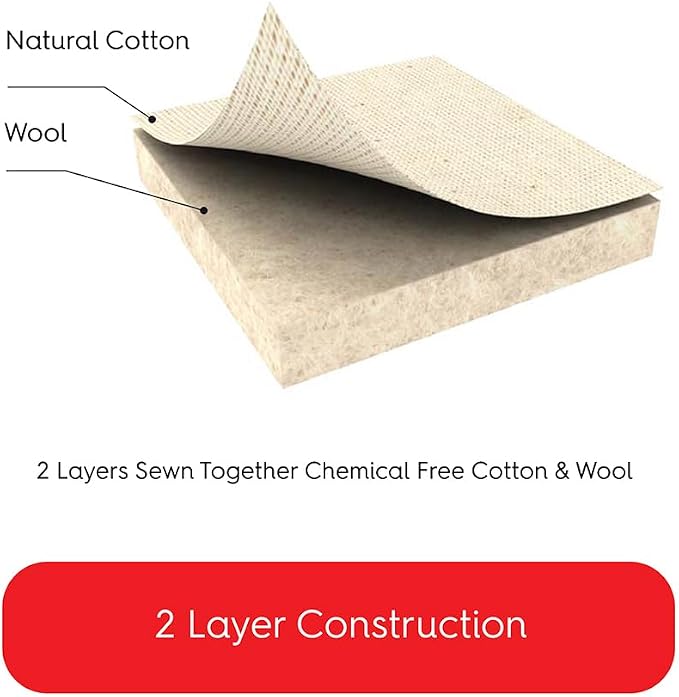 TIVIT Ironing Board Cover 14" x 44" Standard Chemical Free Eco-Friendly Padded Covers - Unbleached, Untreated Natural Cotton & Wool Pad - 2 Layer, 3 Fastener Straps, Pull Bungee Cord - Made in Italy