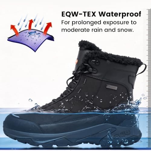 EQW Men's Snow Boots Waterproof Insulated Non-Slip Lightweight