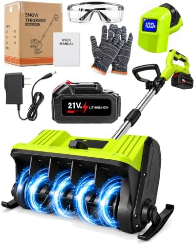 21V Electric Cordless Snow Shovel, 10In 700W Brushless Snow Blower(1X4.0Ah)