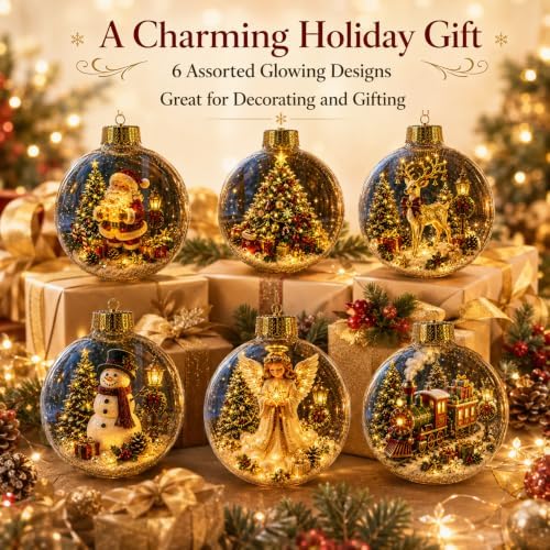 Glowing Christmas Story Ornament, Light Up Clear Ball for Christmas Tree