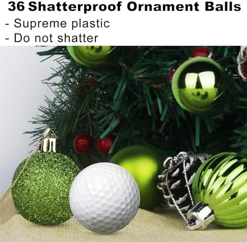 Lime Green 1.6" Small Christmas Balls Christmas Tree Decoration Ornaments Shatterproof Hanging Balls for Birthday St. Patrick's Day Easter Mardi Gras Holiday Wedding Decorations Set of 36pcs