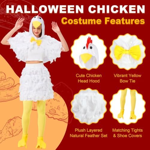 6PCS Chicken Couples Halloween Costumes Funny Apron Set for Adults
